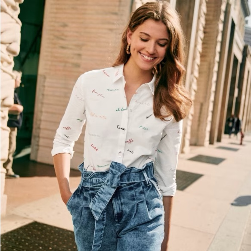 Sezane Ann Shirt, Italia embroidery. Size 38 / US 6